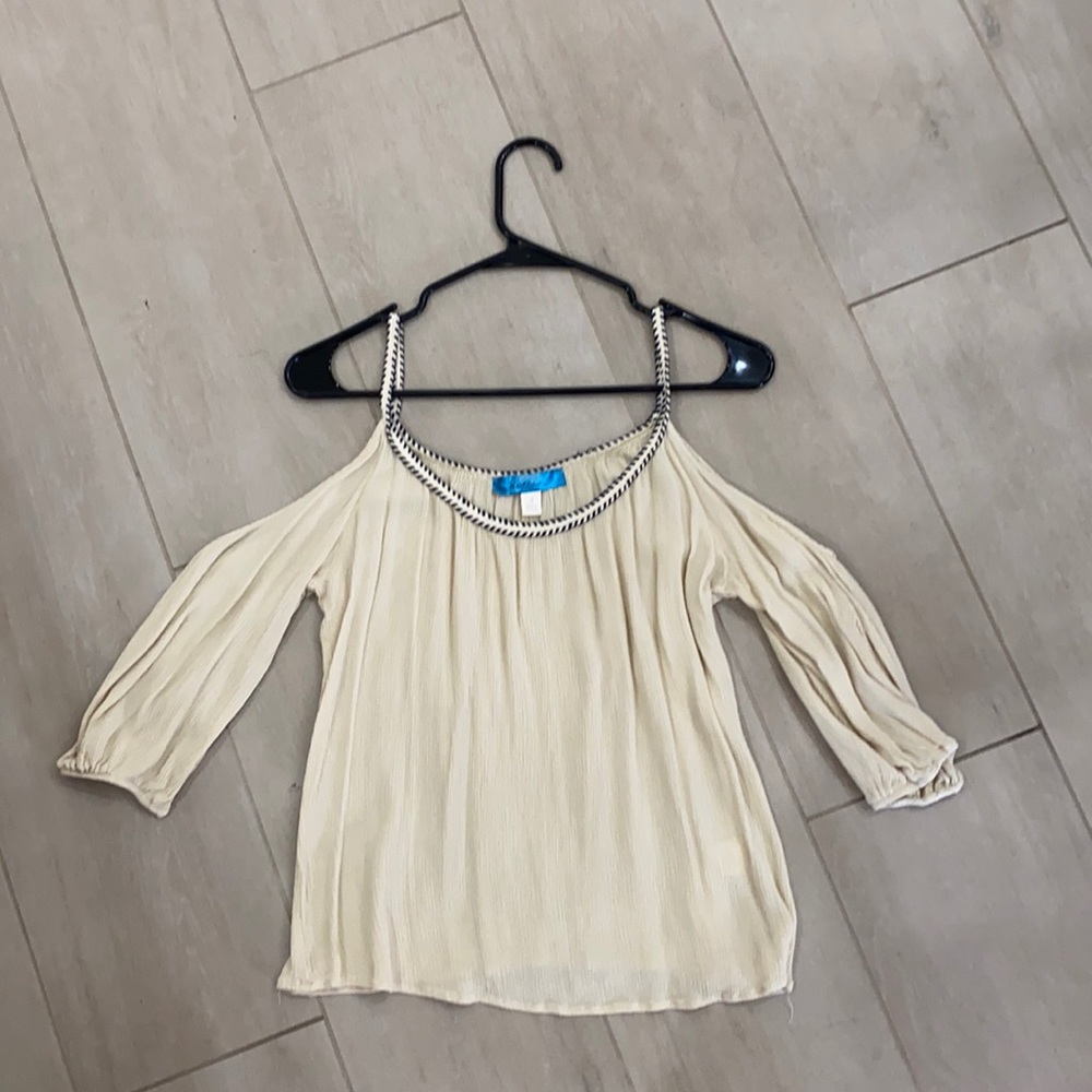 Off the shoulder beige blouse